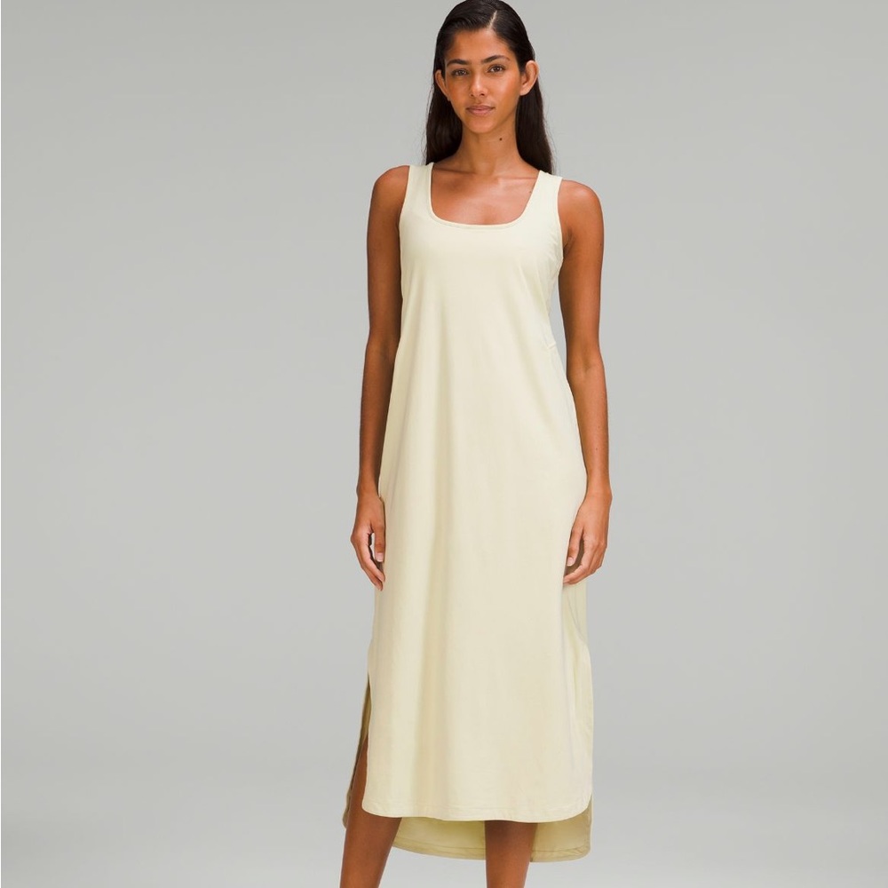 Lululemon Women’s Pima Cotton Open Back Midi Dress Dewy Bright Green Size 6 NWT